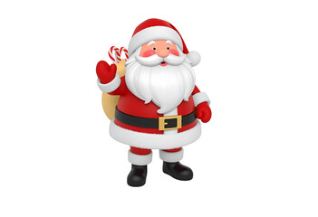 Fototapeta premium Santa Claus clipart 3D rendering for Christmas and New Year.