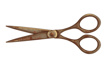 Pair of rusty antique metal scissors isolated for vintage display.