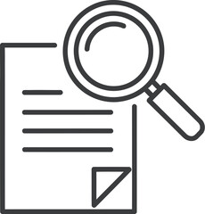 Magnifying glass examining document for detailed analysis and research