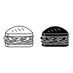 Sandwich Icon Line and Silhouette food illustration
