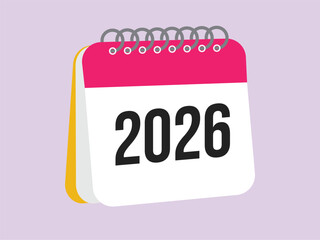 2026 year Design Element for Digital Planners. 2026 text template with Calendar Background. New Year 2026