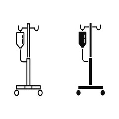 Medical IV Drip Stand Icon Outline and Filled IV drip