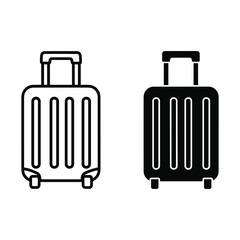 Outline and Silhouette Suitcases with Wheels and Handles