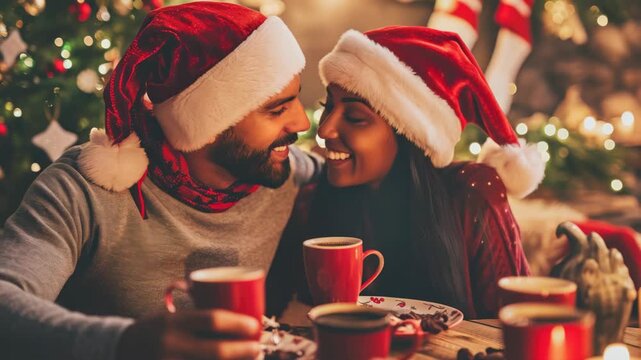 Holiday Couple Smiling at Christmas Party
