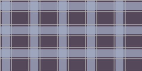 Seamless gray and white plaid pattern with classic tartan check design. Minimalist checkered texture suitable for textile prints, fashion fabrics, wrapping paper, digital backgrounds, stationery.