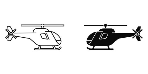 Helicopter Icon Line Art and Silhouette aircraft aviation © Al Amin Stock