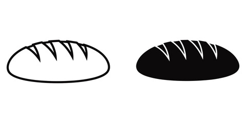 Outline and Silhouette Loaf of Bread Icons bakery food