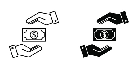 Hands Holding Dollar Bill Icons money currency