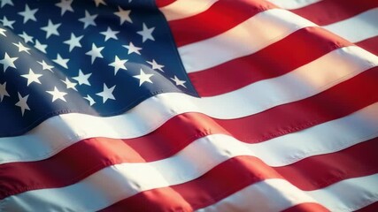 Video A detailed view of the stars and stripes on an American flag, ideal for patriotic uses