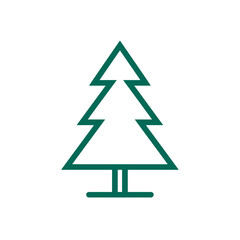 Minimalist green tree icon against white background for design elements
