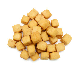 Fried tofu on a white background 