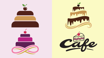 Cake and Cafe Logo Collection, cake logo vector, sweet bakery icon, chocolate cake art, cafe branding design, pastry shop logo, dessert illustration, bakery clipart, cherry cake graphic, png cake, 