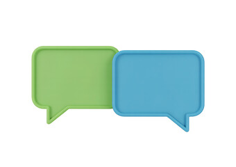 Two 3d speech bubble icons for social media chat application message or comment notifications on transparent background