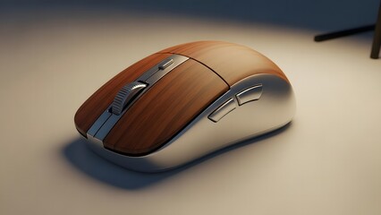 Ergonomic Wireless Mouse with Wooden Texture - Modern Technology Accessory