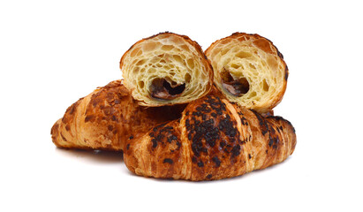 Fresh and tasty croissant over white background 