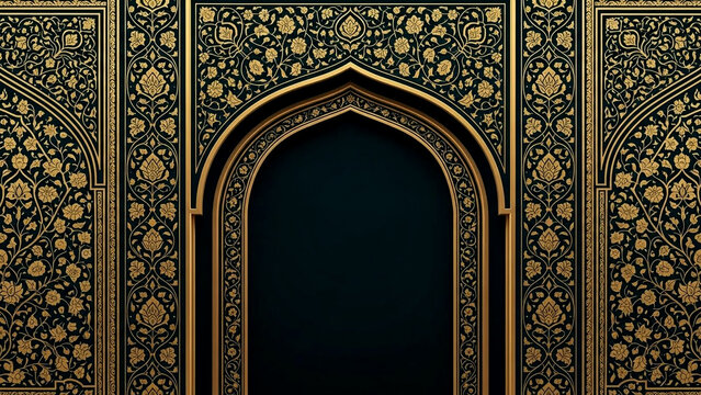 Elegant archway with intricate floral patterns evokes luxury and sophistication for upscale designs and backgrounds