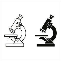 Microscope Icons Line Art and Silhouette science laboratory