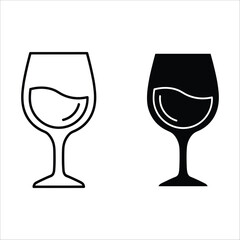 Wine Glass Icon Outline and Solid Fill drink beverage