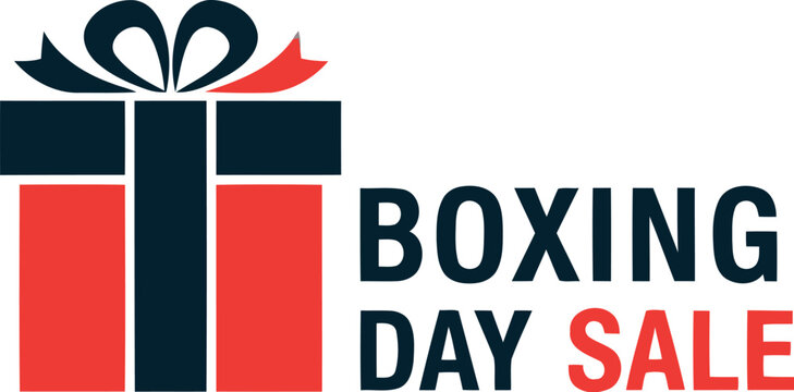 Boxing day sale banner with gift box icon for holiday shopping