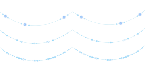 Blue Christmas light garland with glowing bulbs and sparkling accents isolated on transparent background ideal for winter invitations, holiday greetings, celebration cards, and festive vector 