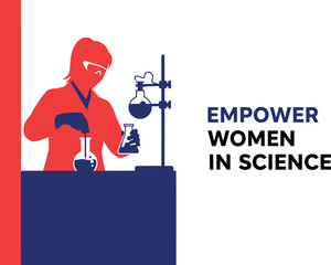 Empowering women in science with female chemist in laboratory