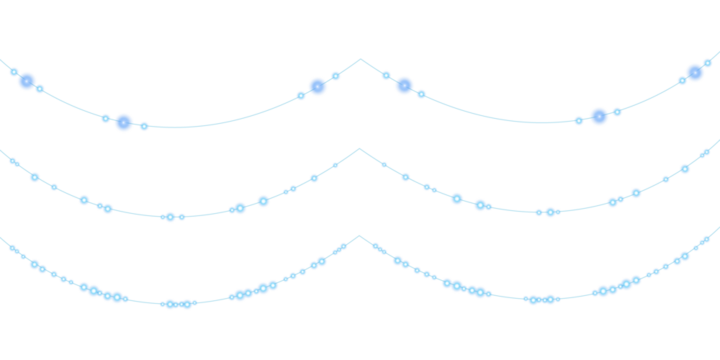 Blue Christmas light garland with glowing bulbs and sparkling accents isolated on transparent background ideal for winter invitations, holiday greetings, celebration cards, and festive vector - Powered by Adobe