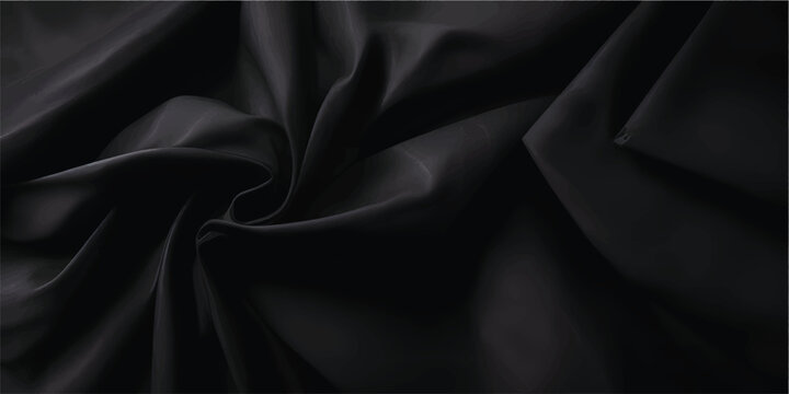 Elegant black satin fabric texture with a smooth, soft, and shiny luxury silk background