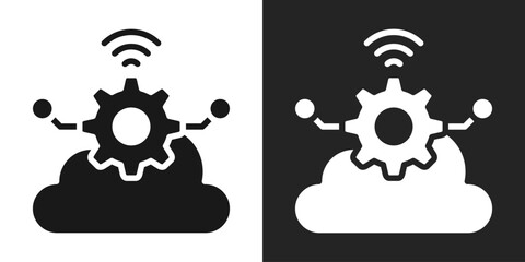 Fototapeta premium Automation Icon In Black And White Glyph Style