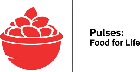 Red bowl icon with pulses, promoting healthy sustainable food