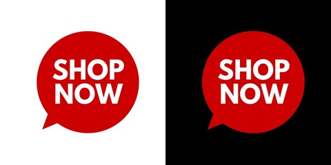 SHOP now speech bubble , online shopping concept 