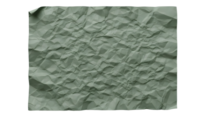 Crumpled Sage Green Paper Sheet with Folded Corner isolated on a transparent background