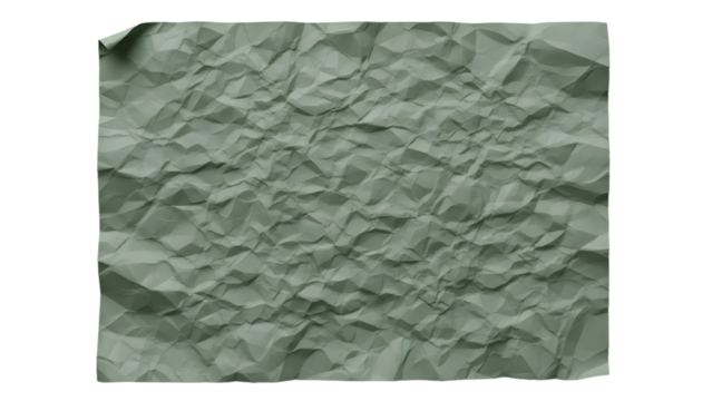 Crumpled Sage Green Paper Sheet with Folded Corner isolated on a transparent background - Powered by Adobe