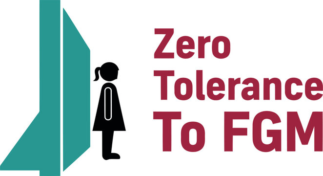 Zero tolerance to fgm concept, woman protection symbol graphic