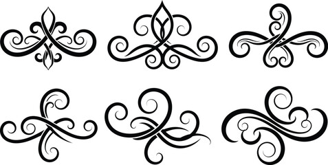 Elegant black swirls and flourishes a set of decorative vector designs