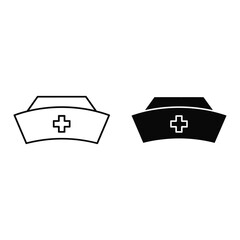 Nurse Cap Icon Outline and Silhouette medical healthcare
