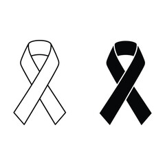 Ribbon Icons Line Art and Silhouette vector