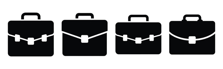 Set of vector briefcase  icon in silhouettes. Vector illustration icon set