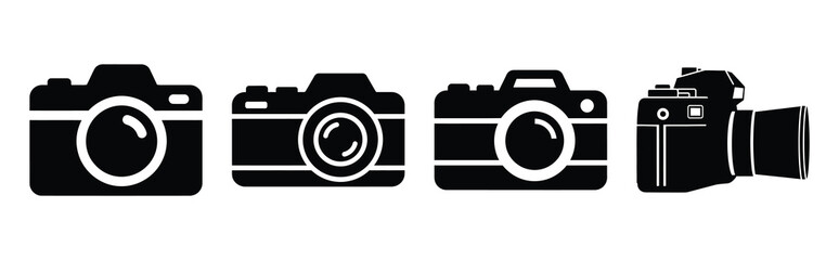 Set of vector camera  icon in silhouettes. Vector illustration icon set