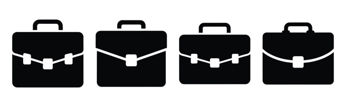 Set of vector briefcase  icon in silhouettes. Vector illustration icon set