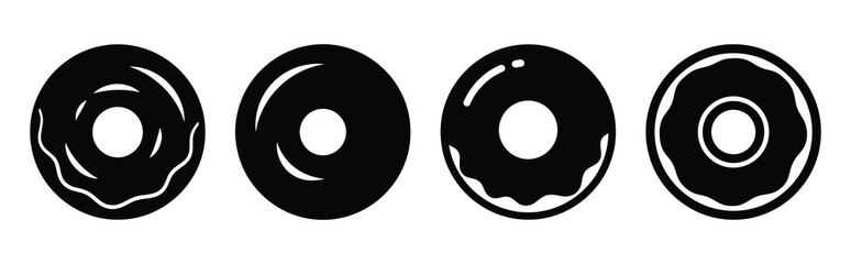 Set of vector donut  icon in silhouettes. Vector illustration icon set
