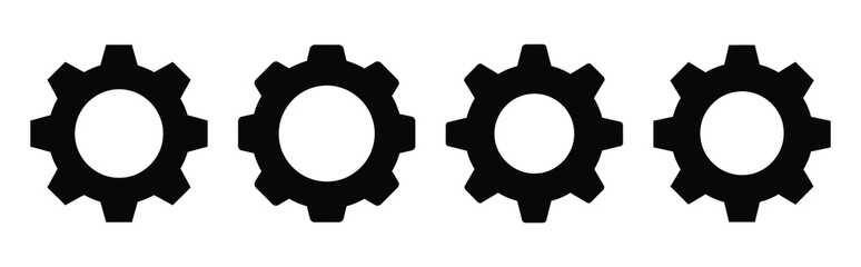 Set of vector gear  icon in silhouettes. Vector illustration icon set