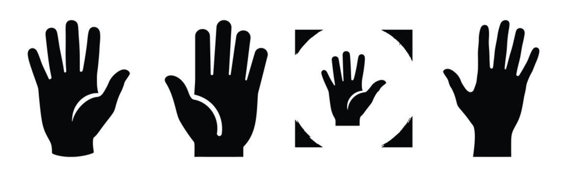 Set of vector hand wave  icon in silhouettes. Vector illustration icon set