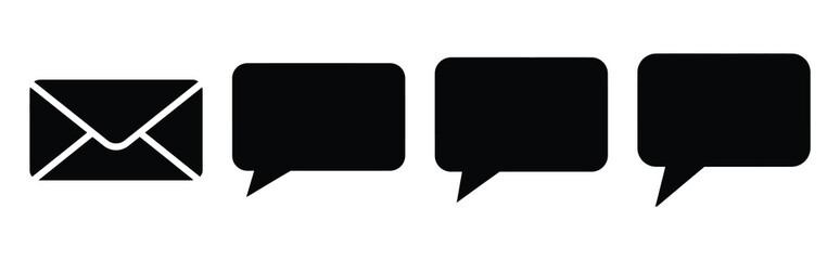 Set of vector message closed  icon in silhouettes. Vector illustration icon set