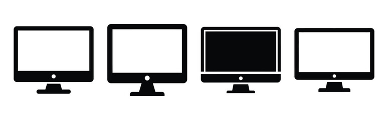 Set of vector monitor  icon in silhouettes. Vector illustration icon set