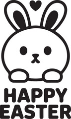 Obraz premium Minimal rabbit illustration with happy spring greetings on transparent background exactly 100 letters