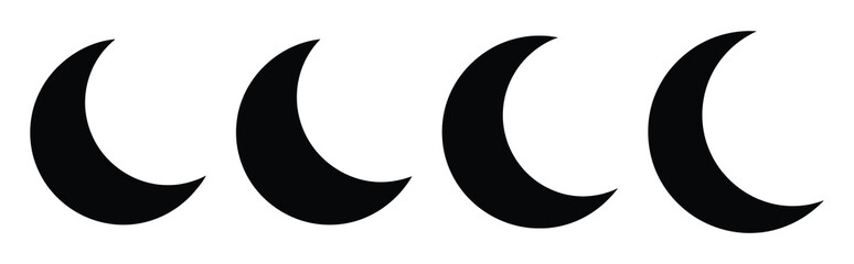 Set of vector moon  icon in silhouettes. Vector illustration icon set
