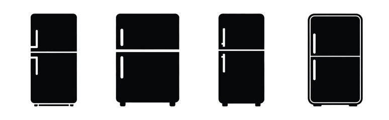 Set of vector refrigerator  icon in silhouettes. Vector illustration icon set