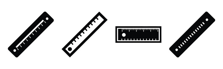 Set of vector ruler  icon in silhouettes. Vector illustration icon set
