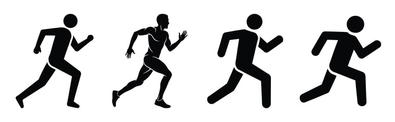 Obraz premium Set of vector running person icon in silhouettes. Vector illustration icon set