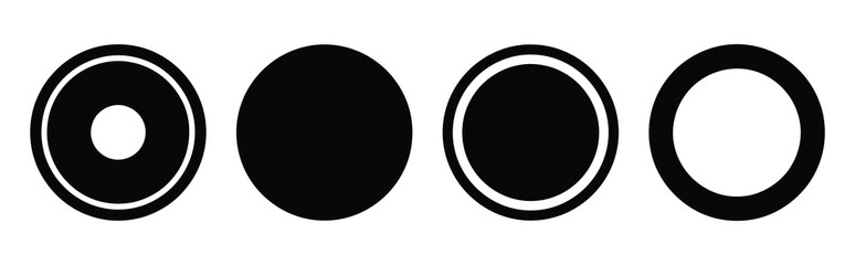 Set of vector stop circle  icon in silhouettes. Vector illustration icon set